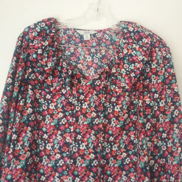 Croft & Barrow multicolored floral women's size PXS long sleeve blouse - Picture 2 of 15